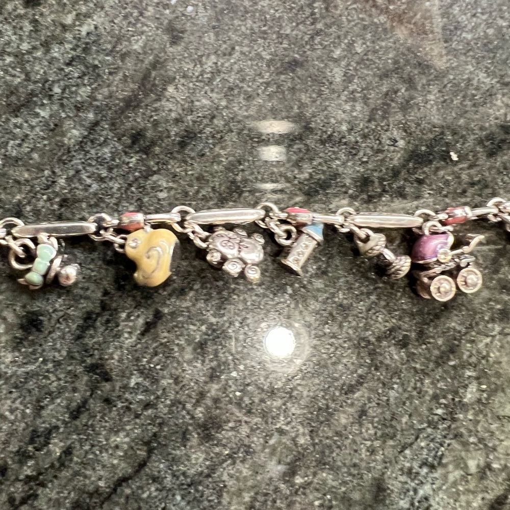 Authentic Brighton .Silver and Yellow Charm Bracelet with Intricate Designs